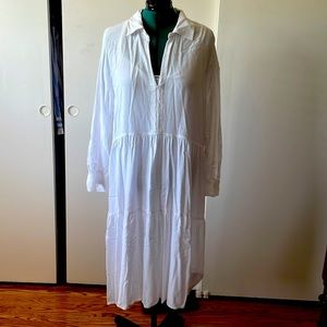 H&M White Linen MIDI Dress
